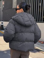 Oversized Hooded Puffer with Drawstring Hem