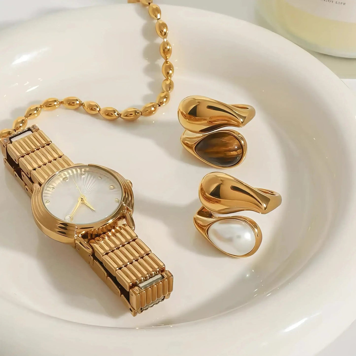 Sculptural Pearl Gold Wrap Ring