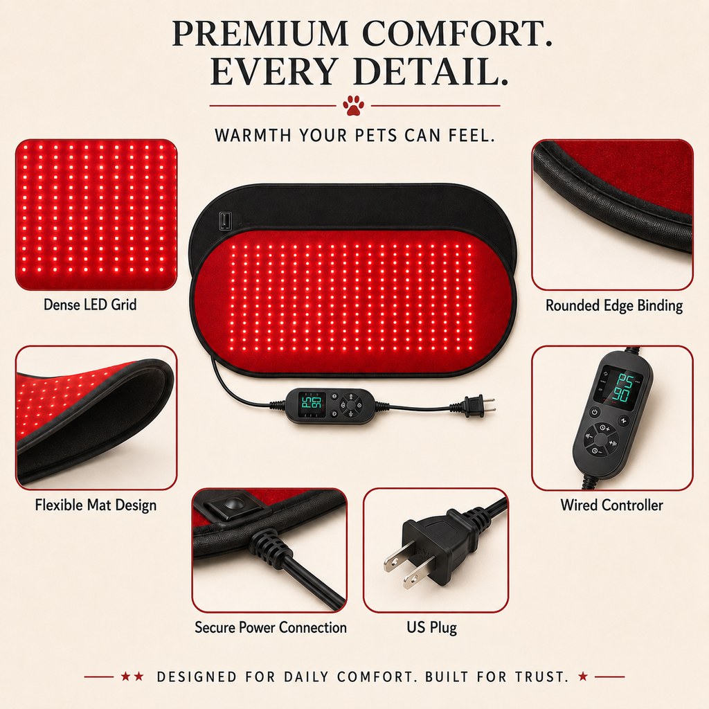 Pet Red & Near-Infrared Light Wellness Mat - Hands-Free At-Home Comfort for Senior, Active & Resting Dogs