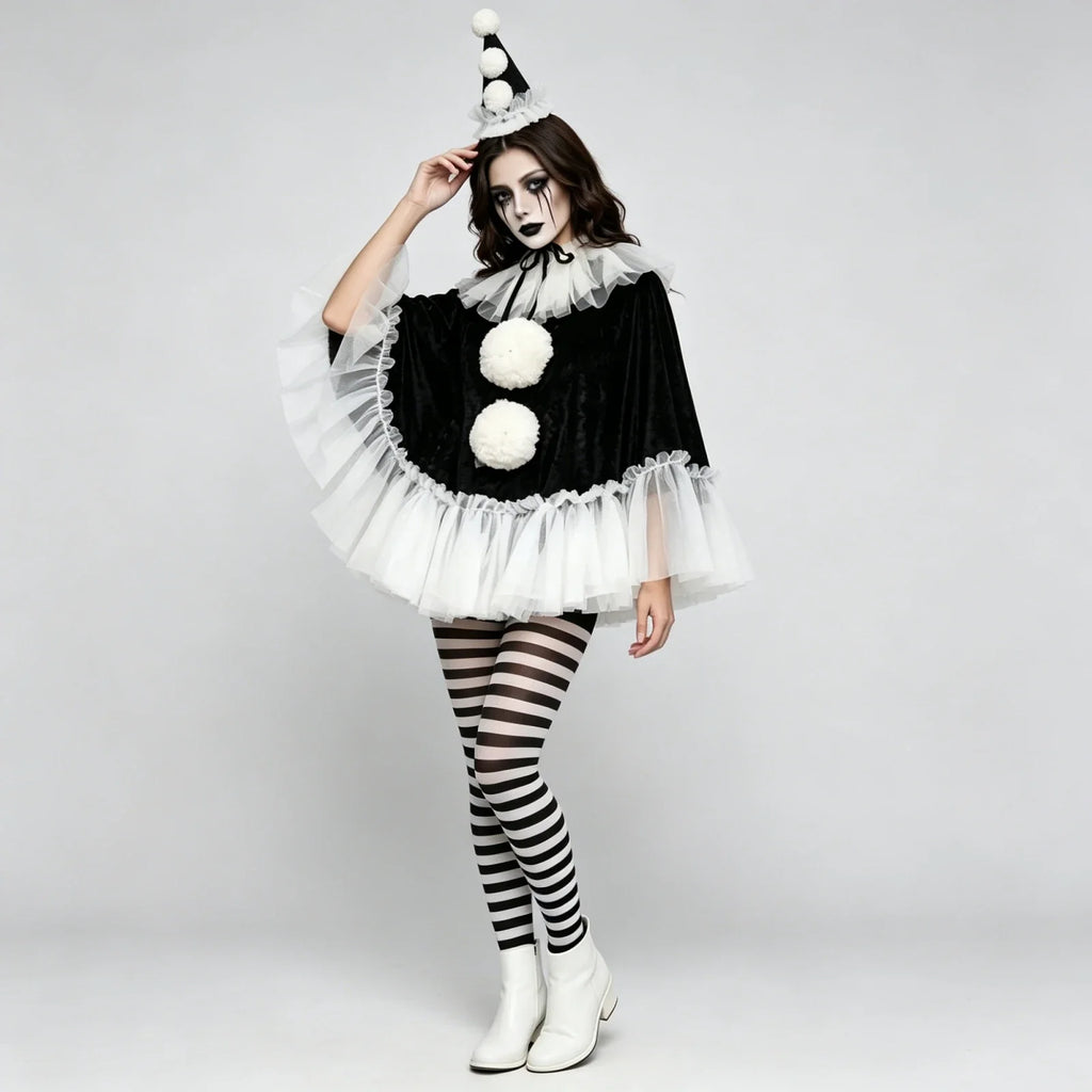 Pierrot Clown Cloak Costume Set
