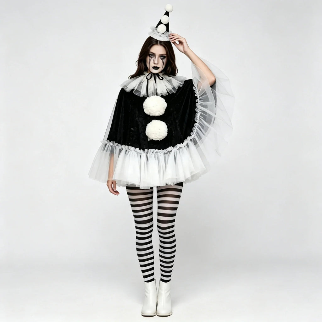 Pierrot Clown Cloak Costume Set