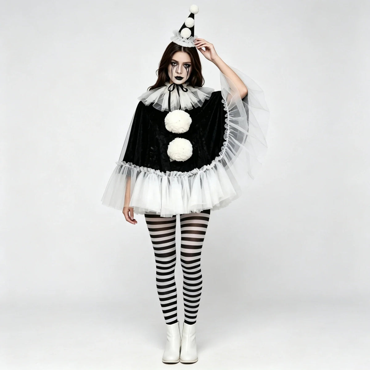 Pierrot Clown Cloak Costume Set