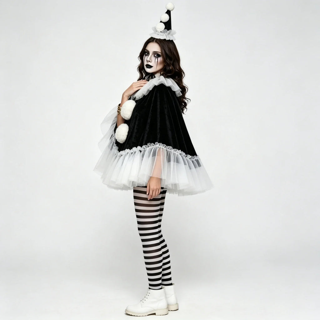 Pierrot Clown Cloak Costume Set