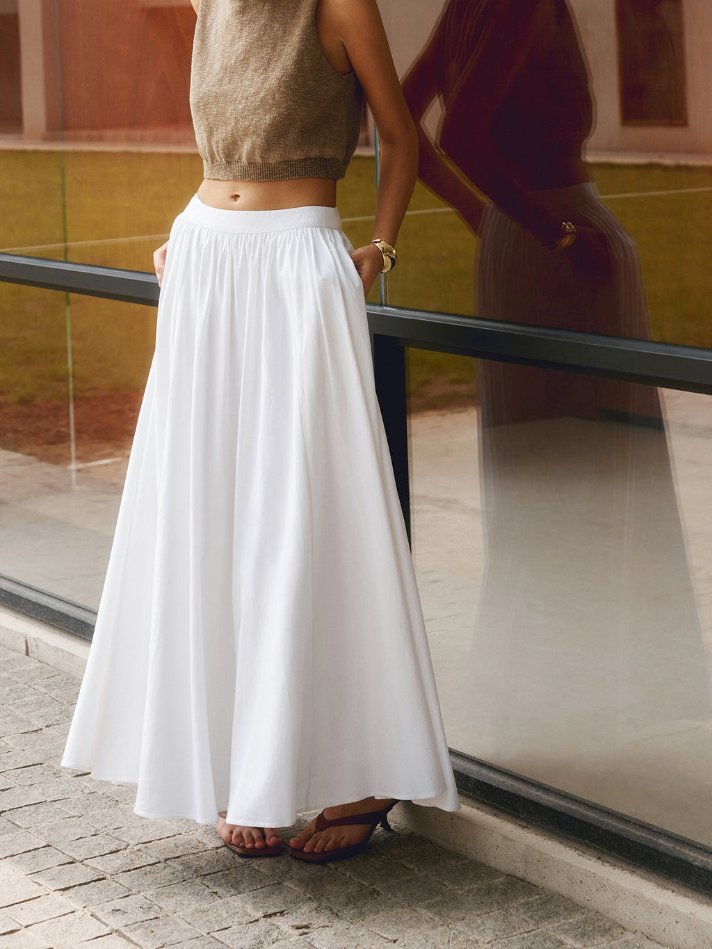Pleated Maxi Skirt with Pockets