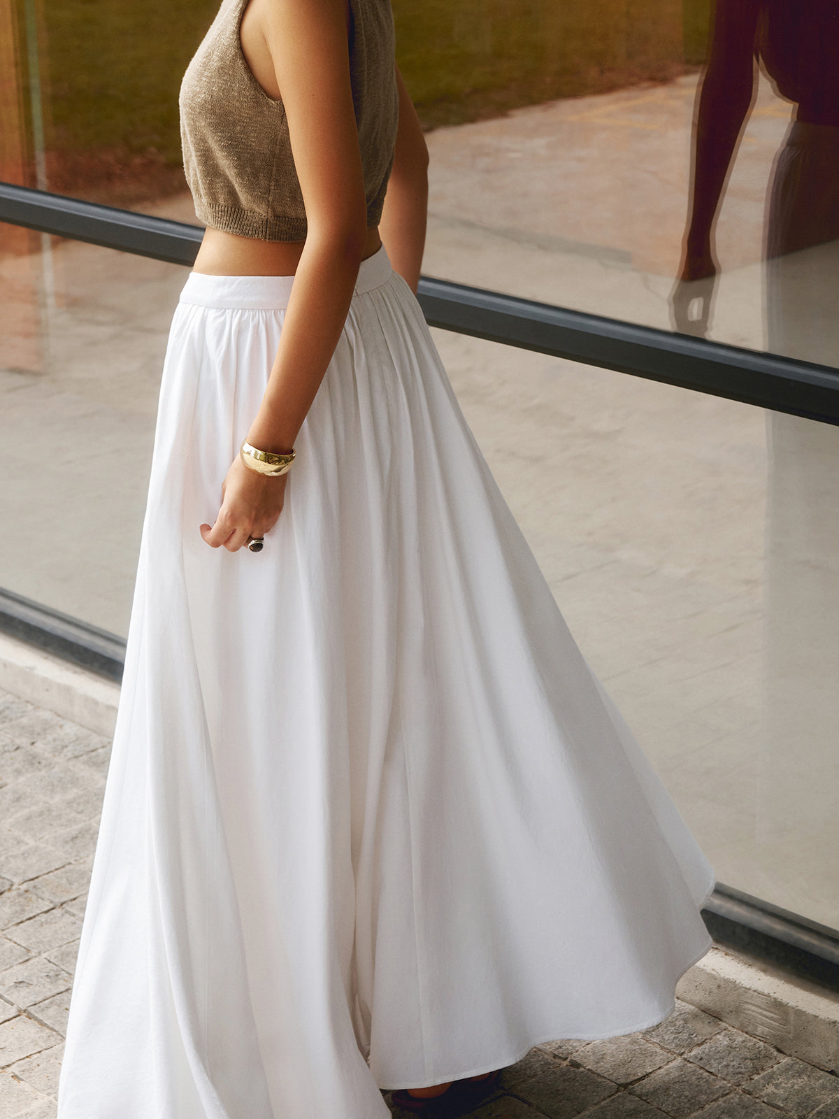 Pleated Maxi Skirt with Pockets