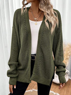 Pointelle Open Front Cardigan