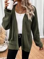 Pointelle Open Front Cardigan