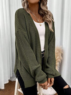Pointelle Open Front Cardigan