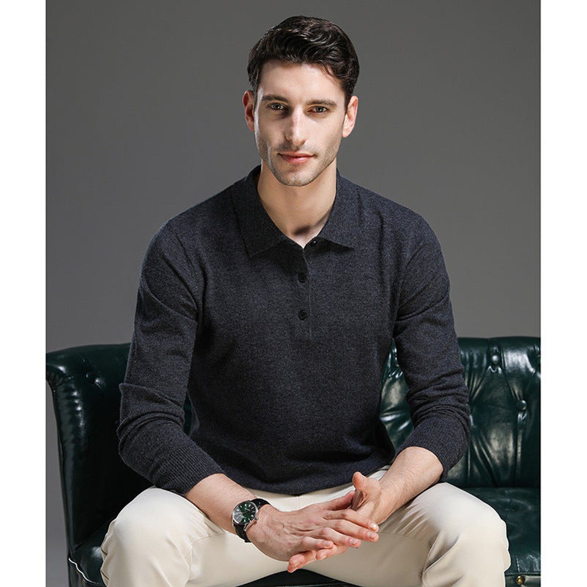 Cornelius Cashmere-Touch Polo Sweater - image 16