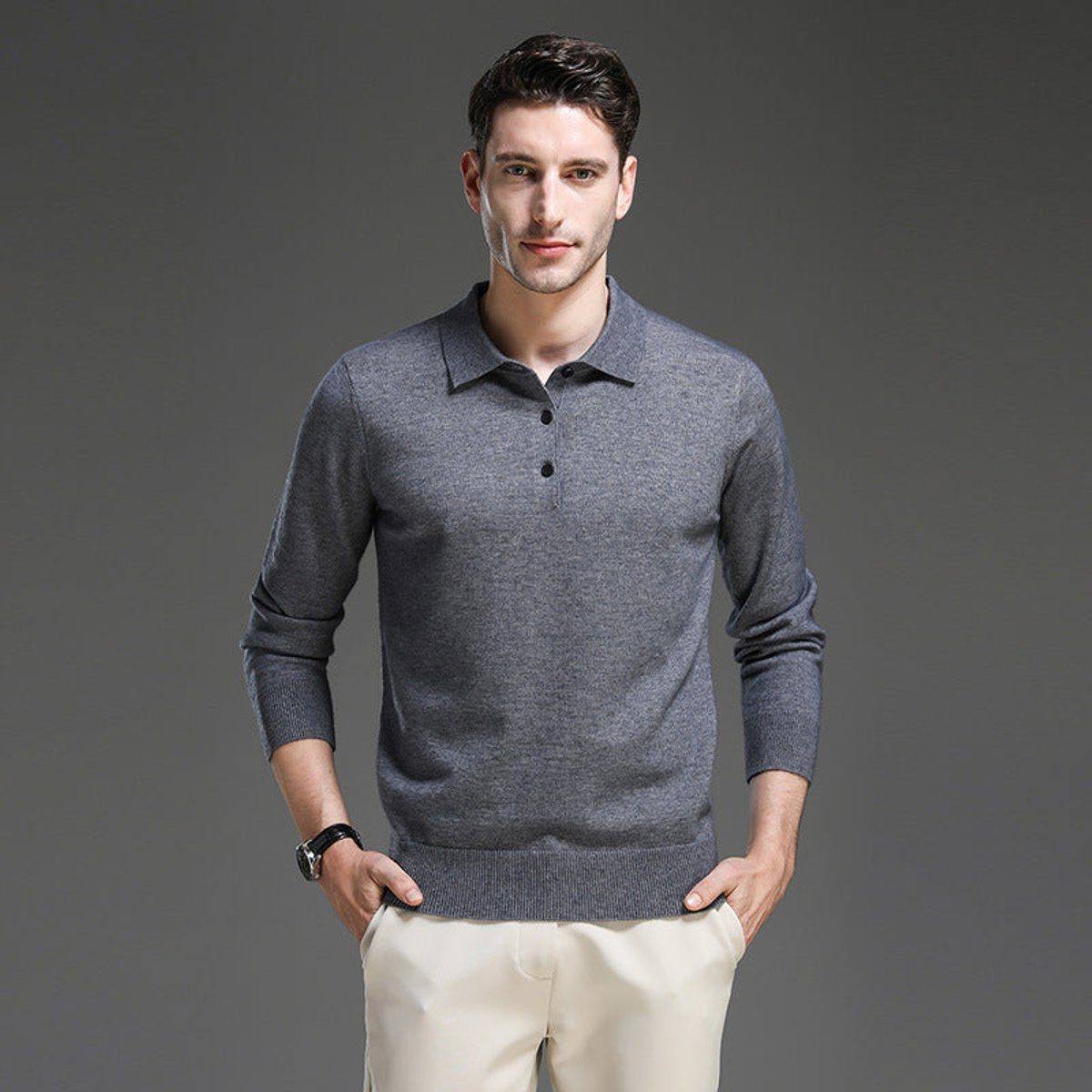 Cornelius Cashmere-Touch Polo Sweater - image 7