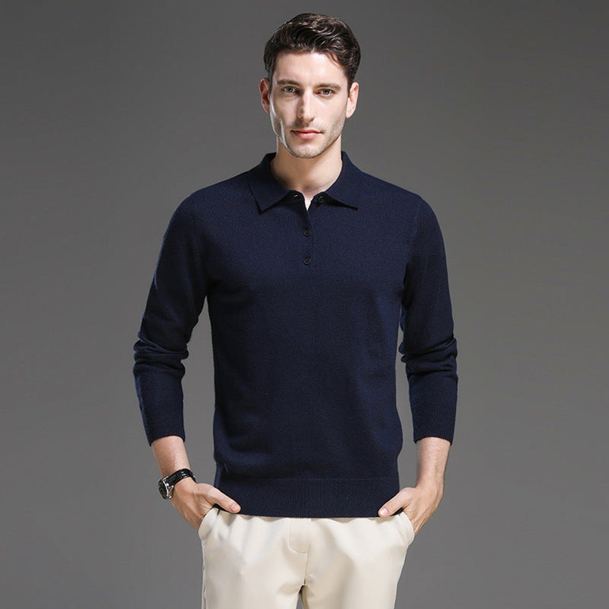Cornelius Cashmere-Touch Polo Sweater - image 8