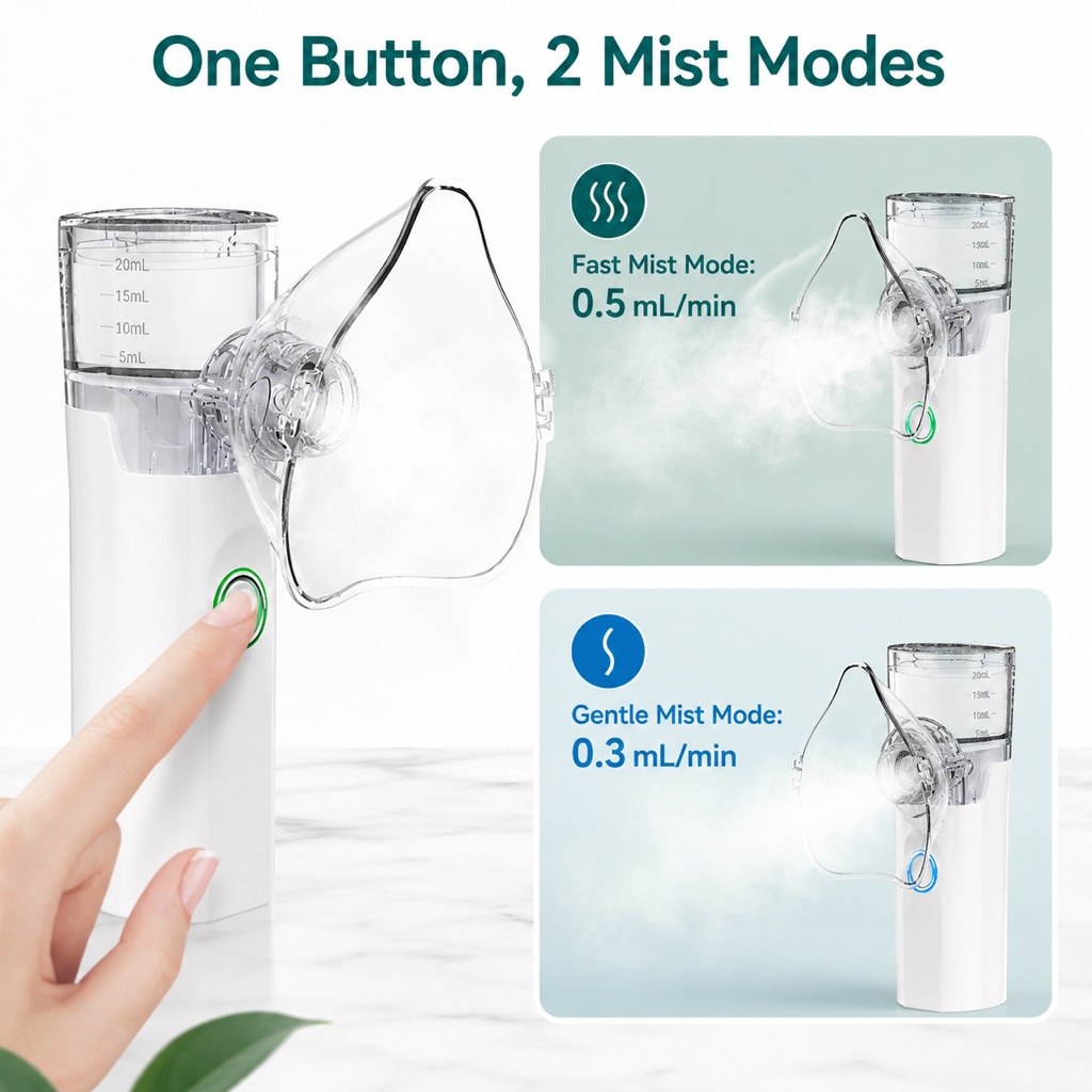 Portable Pet Nebulizer Care Kit for Cats & Dogs - Quiet Mist Device for Senior & Sensitive Pets