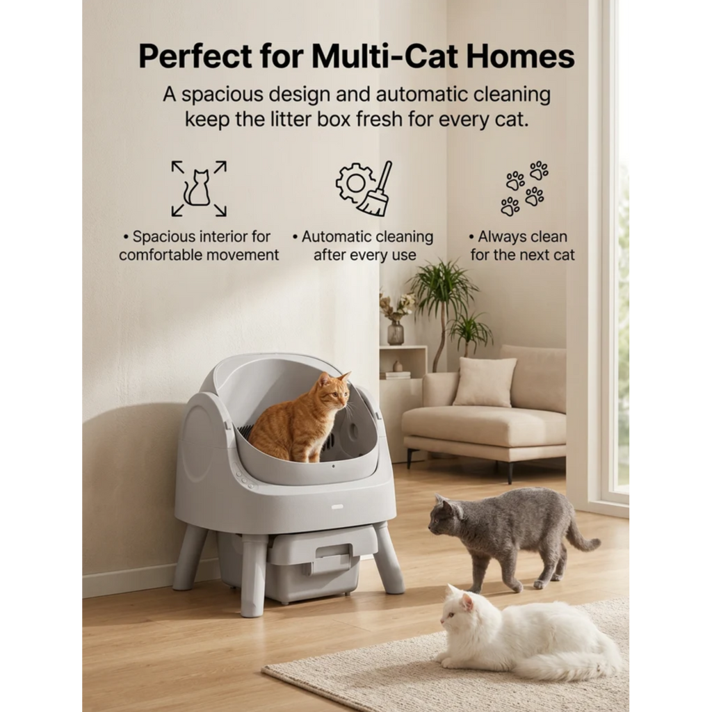 Self-Cleaning Litter Box for Cats – Automatic Cat Litter Box with App Control, Odor Control, Safety Sensors & Large Capacity