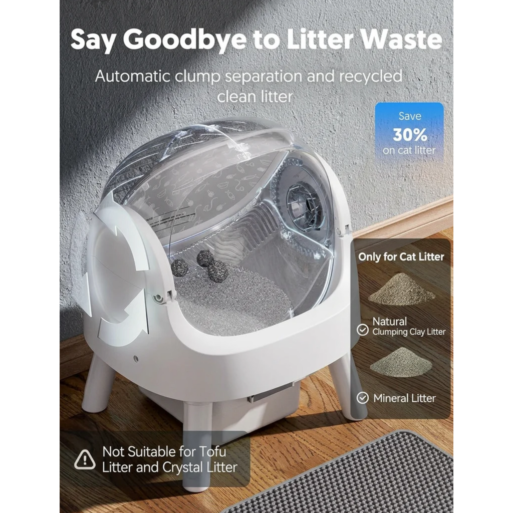 Self-Cleaning Litter Box for Cats – Automatic Cat Litter Box with App Control, Odor Control, Safety Sensors & Large Capacity