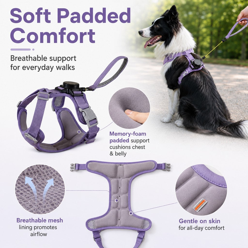 2-in-1 Retractable Dog Harness for Daily Walks - Built-In Leash Vest with Auto-Stop Control for Small & Medium Dogs