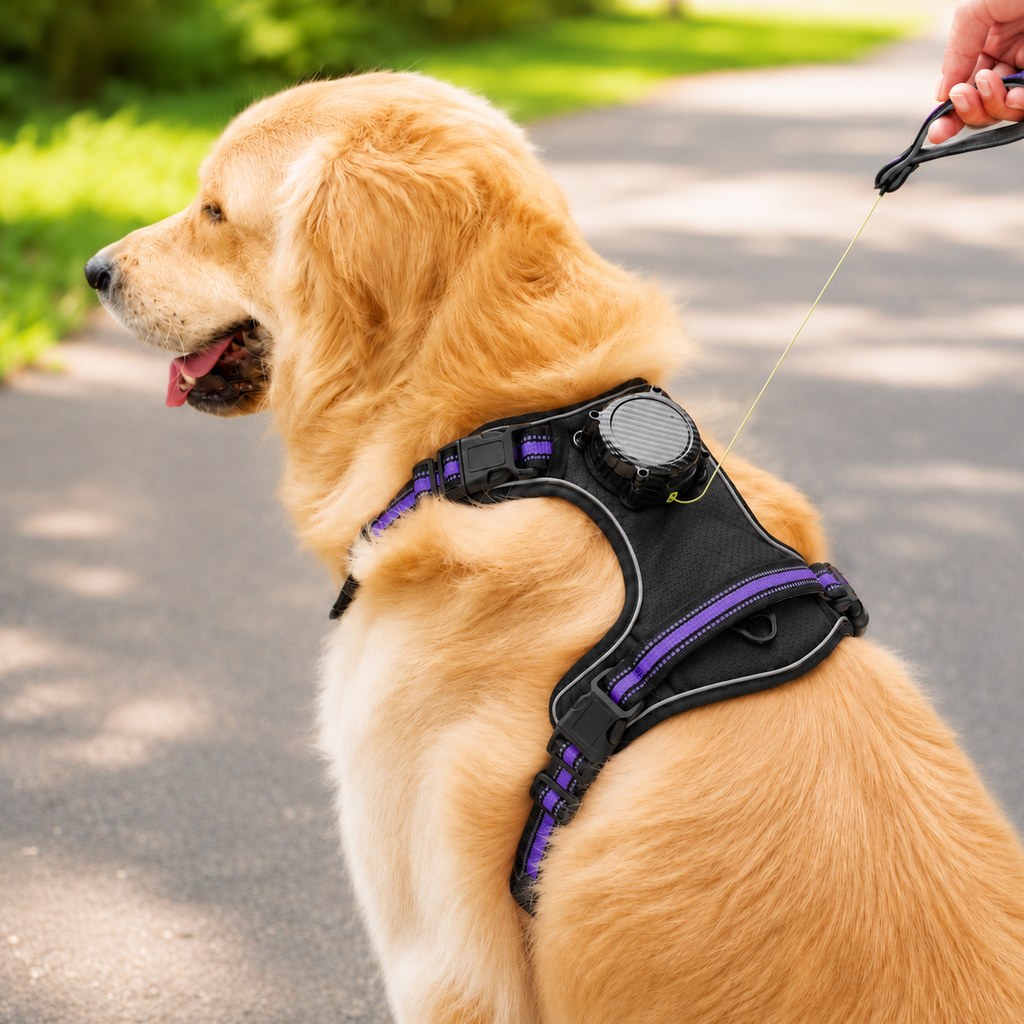 2-in-1 Reflective Dog Harness with Built-In Retractable Leash for Daily Walks - Close Control for Pulling Dogs