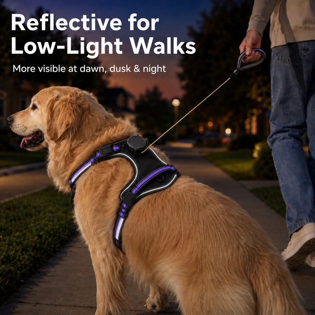 2-in-1 Reflective Dog Harness with Built-In Retractable Leash for Daily Walks - Close Control for Pulling Dogs