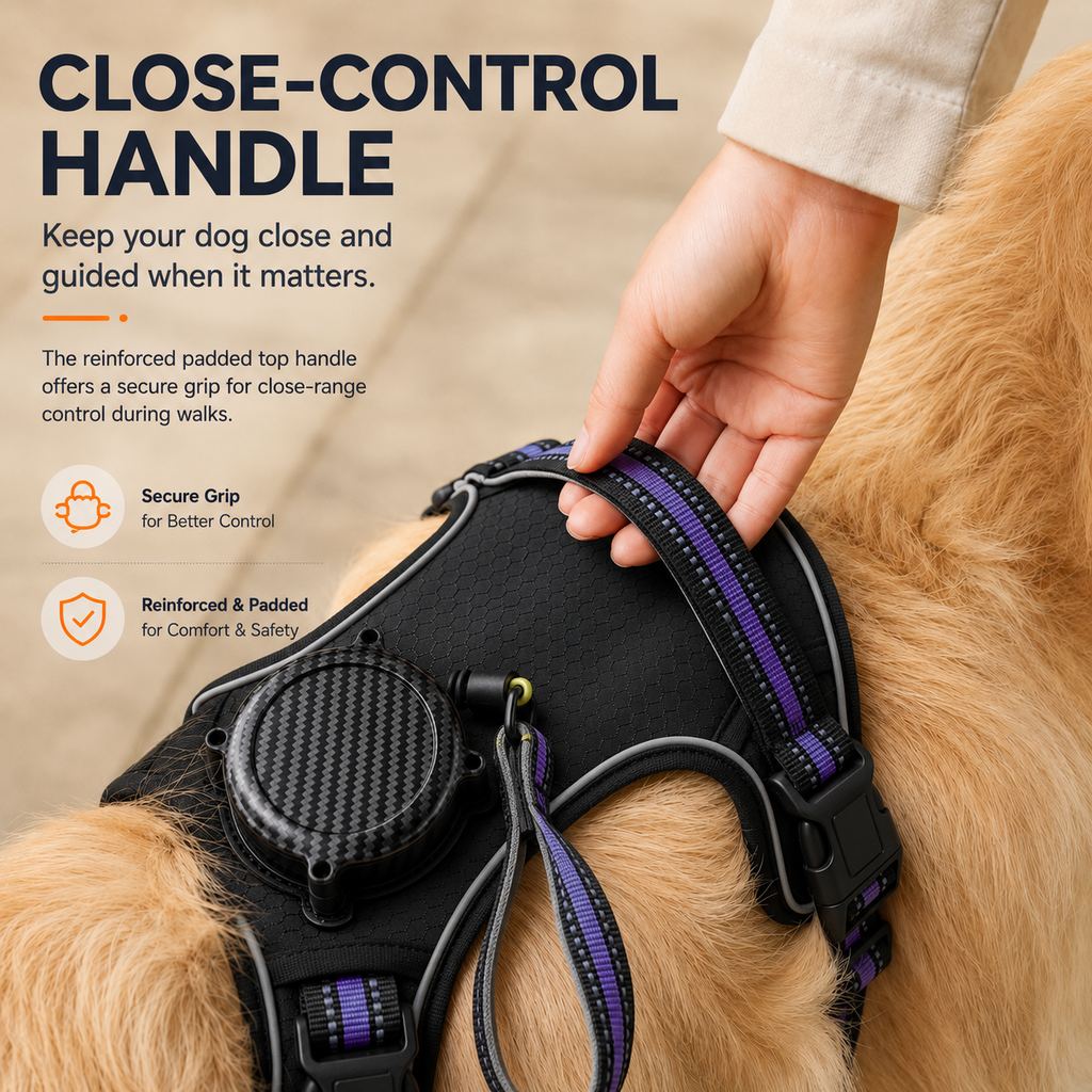 2-in-1 Reflective Dog Harness with Built-In Retractable Leash for Daily Walks - Close Control for Pulling Dogs