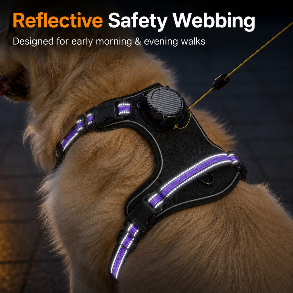 2-in-1 Reflective Dog Harness with Built-In Retractable Leash for Daily Walks - Close Control for Pulling Dogs