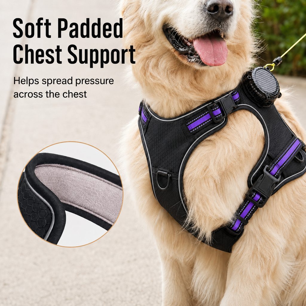 2-in-1 Reflective Dog Harness with Built-In Retractable Leash for Daily Walks - Close Control for Pulling Dogs