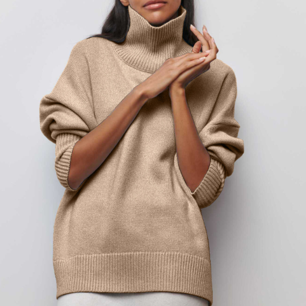 Relaxed Draped Turtleneck Sweater