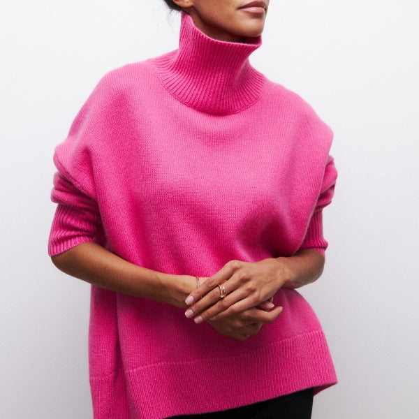Relaxed Draped Turtleneck Sweater