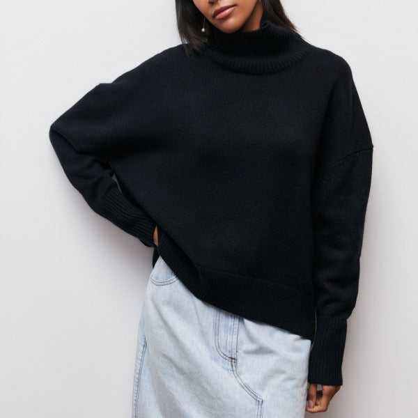 Relaxed Draped Turtleneck Sweater