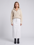 Ribbed Half-Zip Funnel Neck Sweater