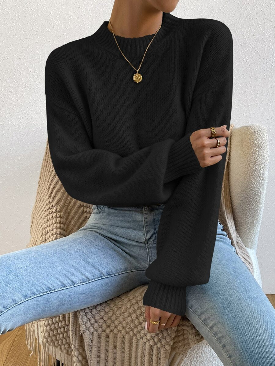 Ribbed Mock Neck Jumper with Side Splits