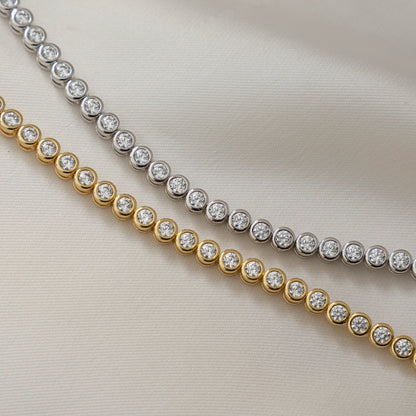 Sparkling Round Bezel CZ Tennis Bracelet