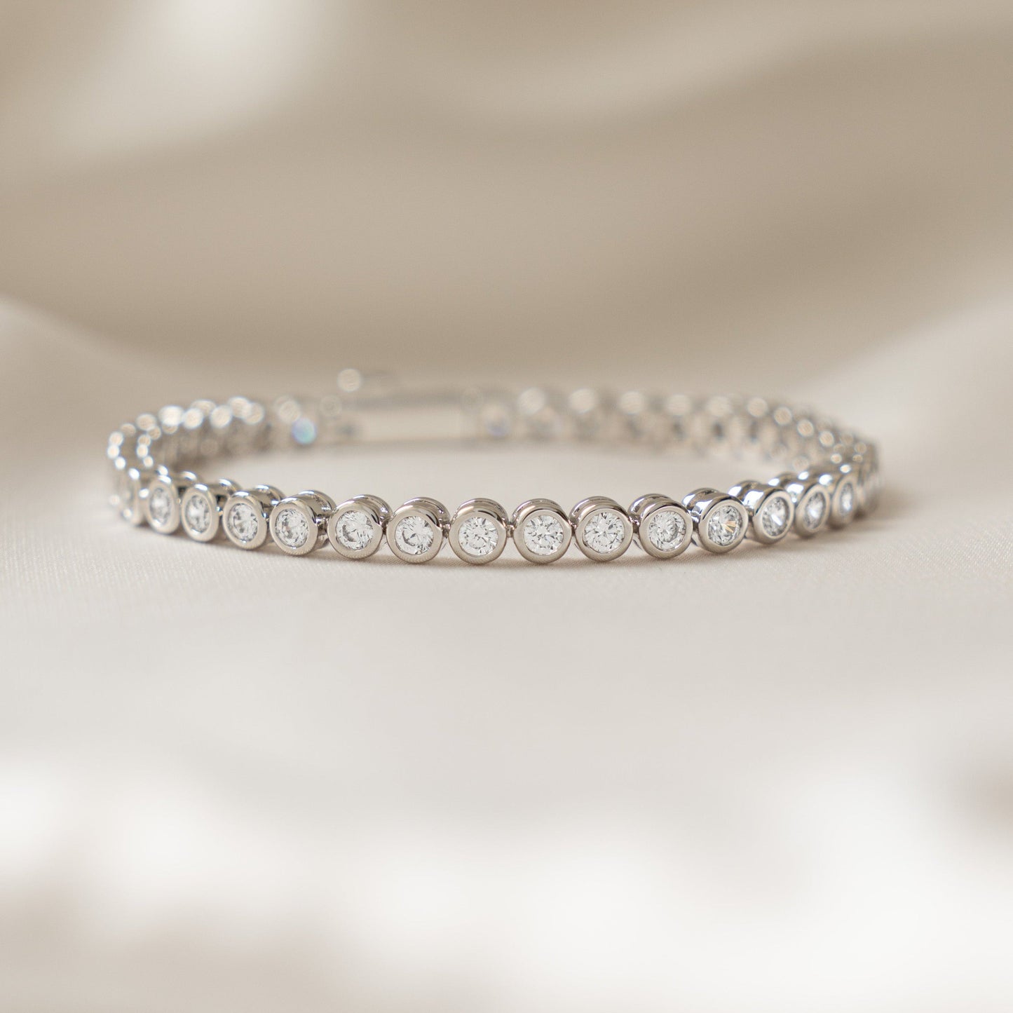 Sparkling Round Bezel CZ Tennis Bracelet