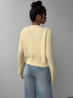 Round Neck Cropped Button Front Cardigan