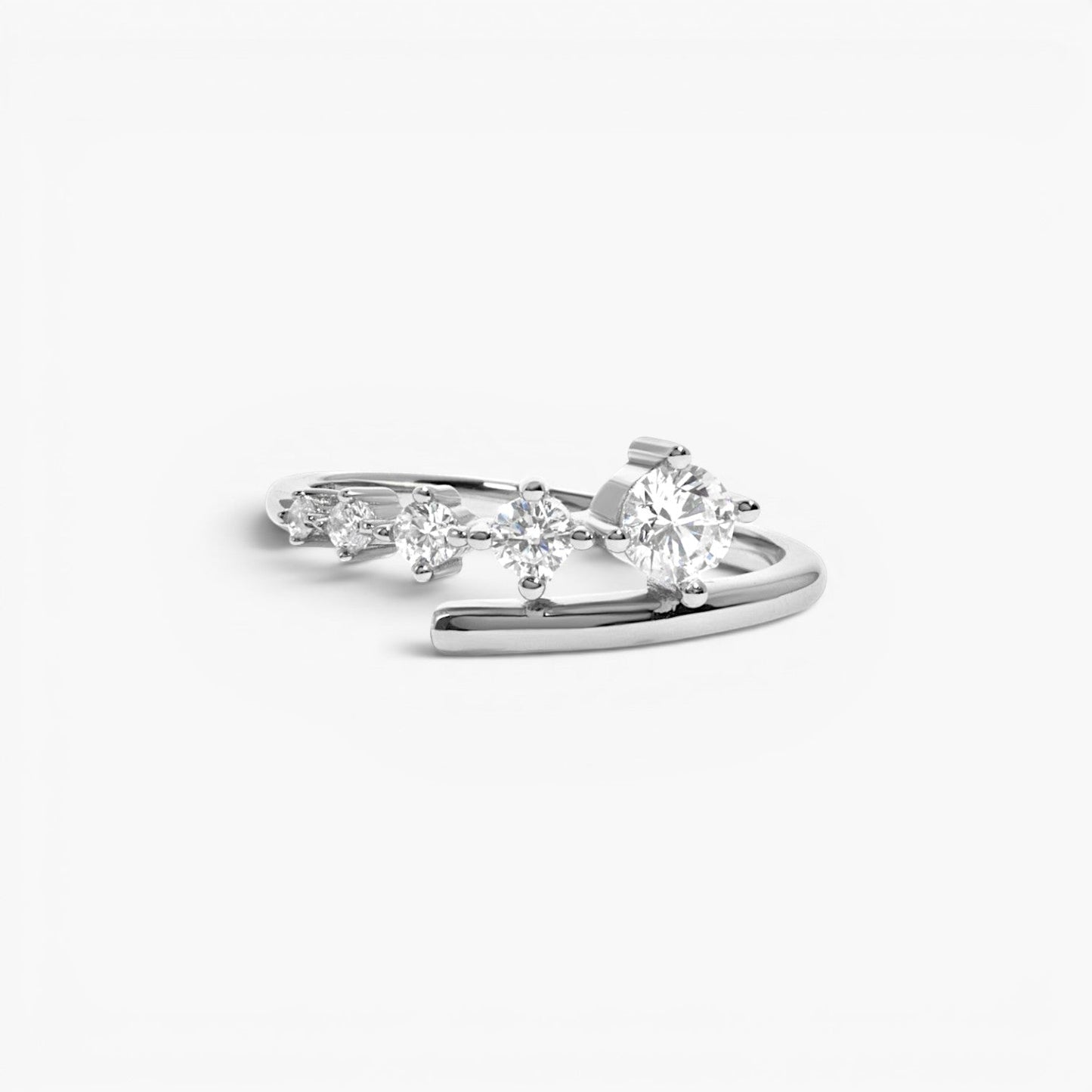 Gold Cubic Zirconia Bypass Stackable Ring