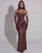 Satin Cowl Neck Maxi Dress