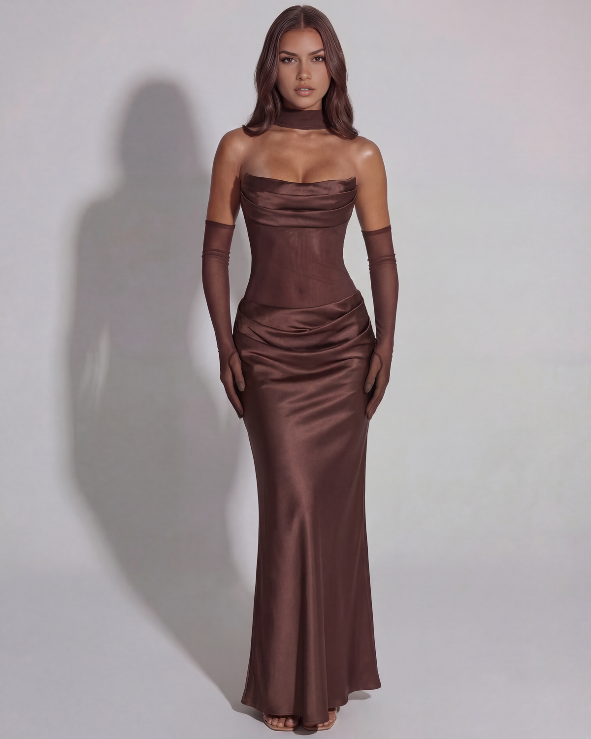 Satin Cowl Neck Maxi Dress