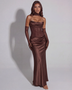 Satin Cowl Neck Maxi Dress