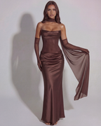 Satin Cowl Neck Maxi Dress