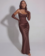 Satin Cowl Neck Maxi Dress