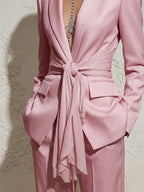 Satin Tie-Waist Blazer & Trouser Set