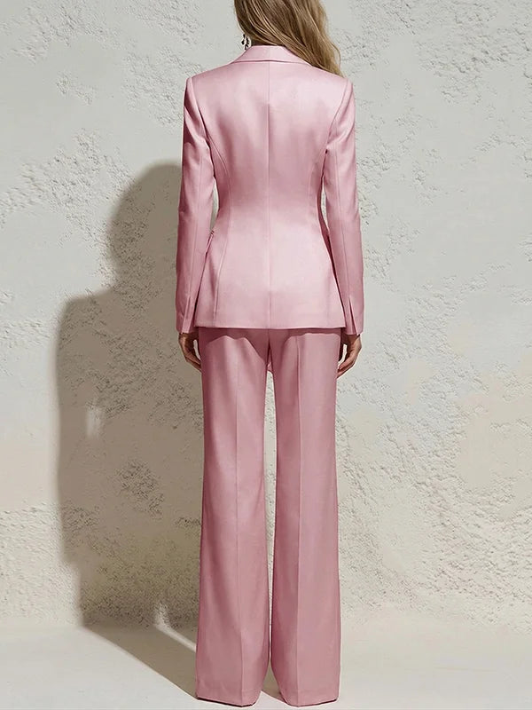 Satin Tie-Waist Blazer & Trouser Set