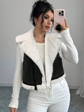 Shearling Collar Cropped Zip Front Gilet