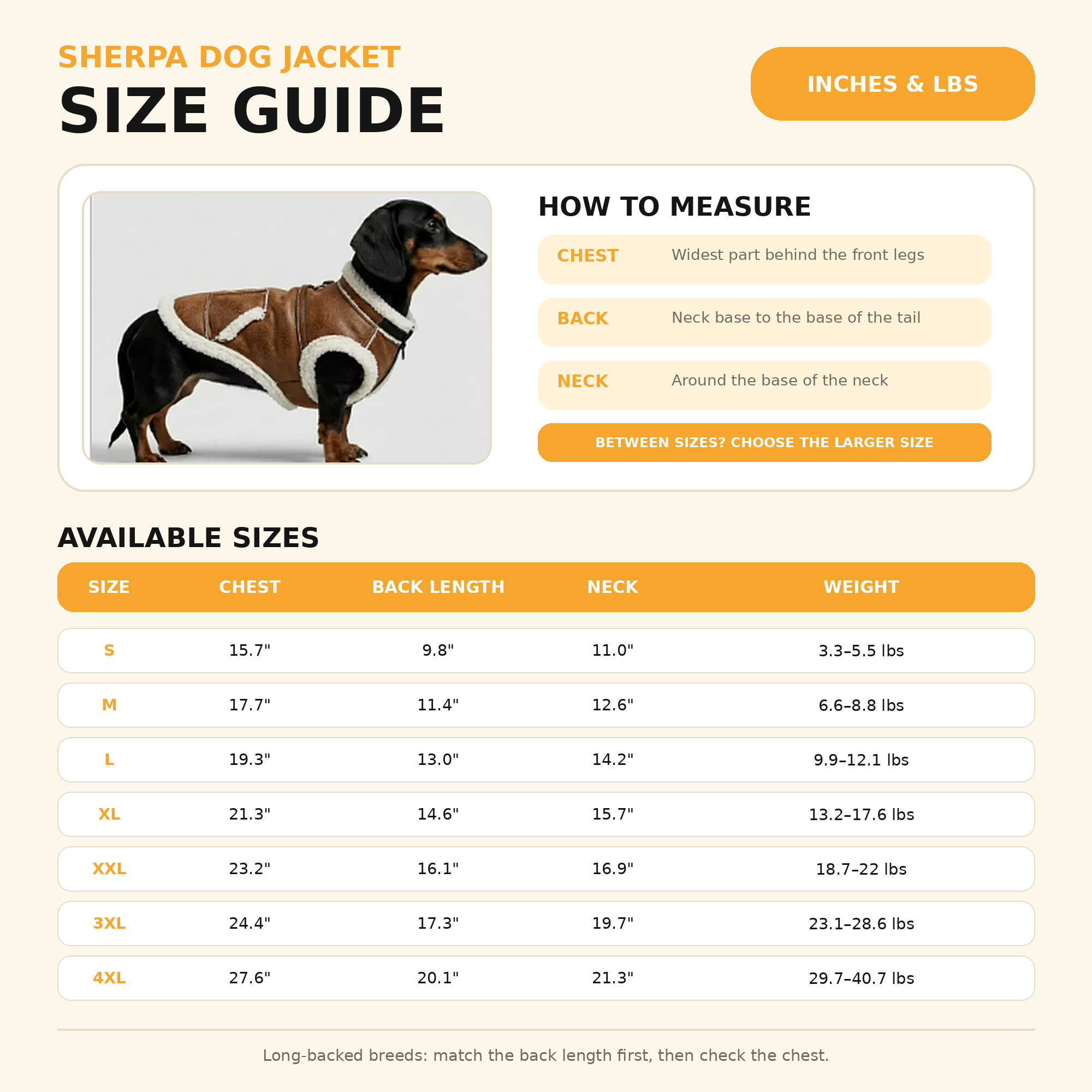 Suede Dog Vest for Long-Bodied Breeds – Fleece-Lined Coat with Leash Ring