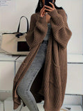 Side Split Chunky Rib Maxi Cardigan