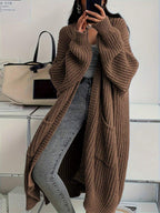 Side Split Chunky Rib Maxi Cardigan