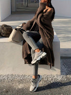 Side Split Chunky Rib Maxi Cardigan