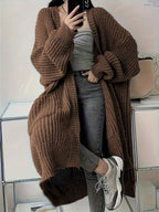 Side Split Chunky Rib Maxi Cardigan