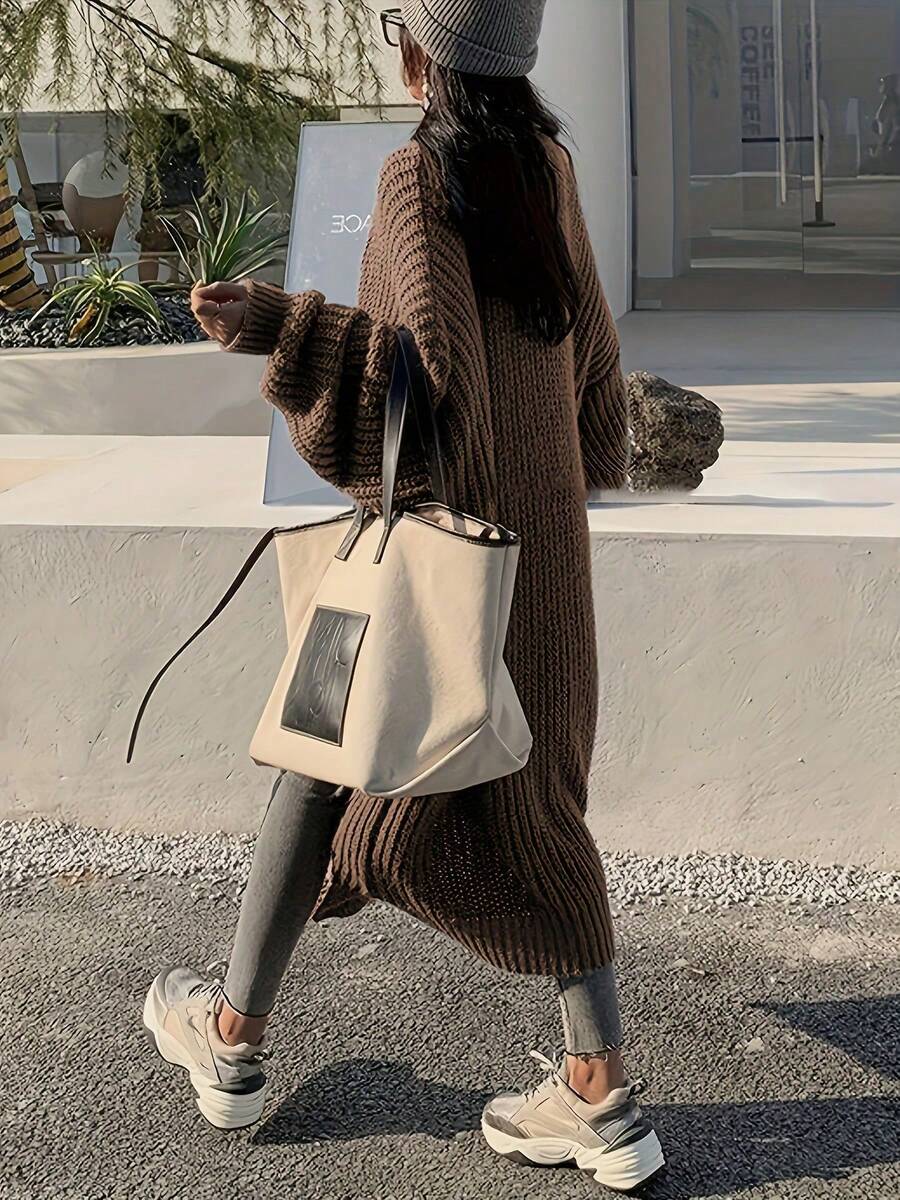 Side Split Chunky Rib Maxi Cardigan