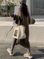 Side Split Chunky Rib Maxi Cardigan