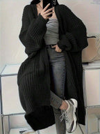 Side Split Chunky Rib Maxi Cardigan