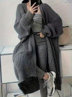 Side Split Chunky Rib Maxi Cardigan